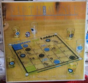 lot 102 image: FIFTH AVENUE CRYSTAL 8 PC SHOOTERS AND LADDERS GAME IN BOX AS SHOWN.
