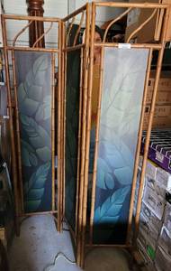 lot 106 image: 3-PANEL BAMBOO STYLE FRAME ROOM DIVIDER IN STYLE SHOWN.
