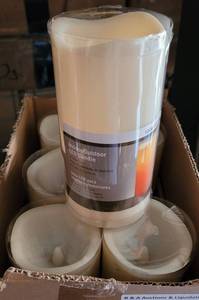 lot 121 image: LOT OF 6 NEW 3 X 6 INDOOROUTDOOR RESIN LED CANDLES AS SHOWN. (YOUR BID X 6)