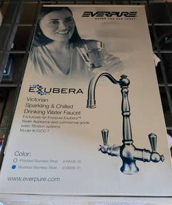 lot 126 image: EVERPURE EXUBERA BRUSHED SS SPARKLING & CHILLED DRINKING WATER FAUCET EV900631 IN BOX AS SHOWN.
