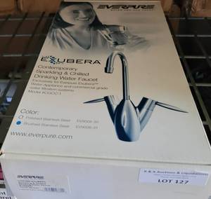 lot 127 image: EVERPURE EXUBERA BRUSHED SS SPARKLING & CHILLED DRINKING WATER FAUCET EV900831 IN BOX AS SHOWN.