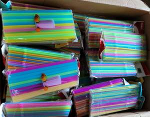 lot 150 image: LOT OF 48 NEW PACKS OF PLASTIC STRAWS AS SHOWN. (YOUR BID X 48)