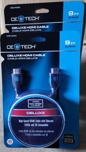 lot 152 image: LOT OF 2 NEW DELUXE HDMI 9FT CABLES AS SHOWN. (YOUR BID X 2)