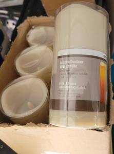 lot 206 image: LOT OF 6 NEW 3 X 6 INDOOROUTDOOR RESIN LED CANDLES AS SHOWN. (YOUR BID X 6)