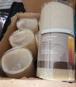 lot 207 image: LOT OF 6 NEW 3 X 6 INDOOROUTDOOR RESIN LED CANDLES AS SHOWN. (YOUR BID X 6)