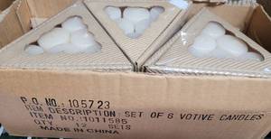 lot 213 image: LOT OF 12 NEW UNOPENED 6-PACKS OF FLOATING VOTIVE CANDLES IN BOX AS SHOWN. (YOUR BID X 12)