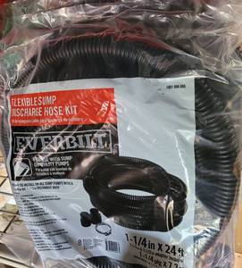 lot 229 image: LOT OF 2 EVERBILT FLEXIBLE SUMP DISCHARGE HOSE KIT IN NEW UNOPENED PACKAGES AS SHOWN. 1.25 X 24 FT. (YOUR BID X 2)