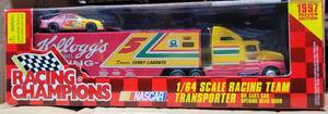 lot 248 image: 1997 RACING CHAMPIONS TERRY LABONTE 164 SCALE DIE CAST RACING TEAM TRANSPORTER IN PACKAGE AS SHOWN.