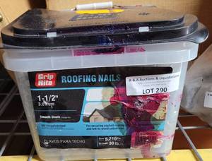 lot 290 image: TUB OF 1 12 ROOFING NAILS AS SHOWN.