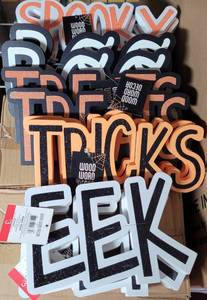 lot 301 image: LOT OF 12 NEW HALLOWEEN RELATED WOOD WORD DECOR AS SHOWN. (YOUR BID X 12)