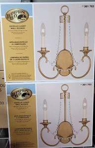 lot 303 image: LOT OF 2 HAMPTON BAY ESTELLE 2 LIGHT WALL SCONCES IN NEW UNOPENED BOXES AS SHOWN. (YOUR BID X 2)