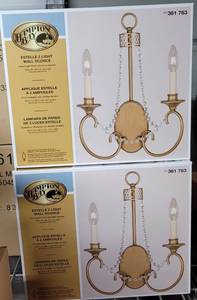 lot 304 image: LOT OF 2 HAMPTON BAY ESTELLE 2 LIGHT WALL SCONCES IN NEW UNOPENED BOXES AS SHOWN. (YOUR BID X 2)