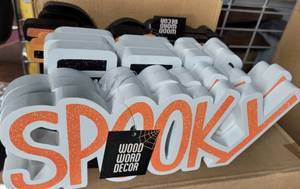 lot 306 image: LOT OF 12 NEW HALLOWEEN RELATED WOOD WORD DECOR AS SHOWN. (YOUR BID X 12)