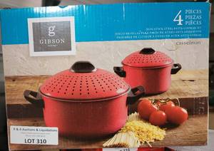 lot 310 image: GIBSON 4 PIECE NON-STICK STEEL PASTA COOKER SET IN BOX AS SHOWN.