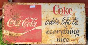 lot 362 image: VINTAGE COCA-COLA METAL ADVERTISING SIGN AS SHOWN.