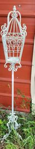 lot 370 image: WROUGHT IRON BIRD CAGE STYLE YARD DECOR AS SHOWN.