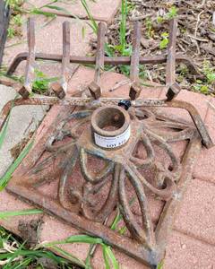 lot 372 image: CAST IRON UMBRELLA STAND PLUS MORE AS SHOWN.