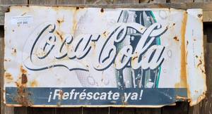 lot 392 image: VINTAGE COCA-COLA METAL ADVERTISING SIGN AS SHOWN.