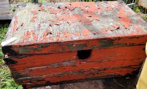 lot 483 image: WOODEN STORAGE CHEST AS SHOWN.