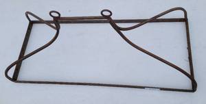 lot 517 image: WROUGHT IRON POTS AND PANS RACK AS SHOWN.