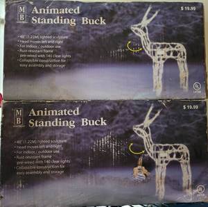 lot 524 image: LOT OF 2 ANIMATED LIGHTED 48 BUCK SCULPTURES IN BOXES AS SHOWN. (YOUR BID X 2)