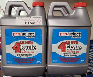 lot 541 image: LOT OF 4 PRO SELECT PREMIUM 4 CYCLE SAE 10W30 MOTOR OIL AS SHOWN. 48 FL. OZ EACH. (YOUR BID X 4)