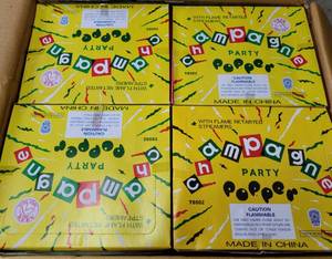 lot 552 image: LOT OF 12 BOXES OF NEW CHAMPAGNE PARTY POPPERS T8502 AS SHOWN. 72 PCS PER BOX. (YOUR BID X 12)