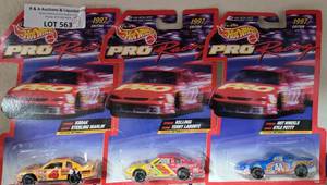 lot 563 image: LOT OF 3 HOT WHEELS 1997 PRO RACING CARS IN PACKS AS SHOWN. (YOUR BID X 3)