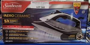 lot 568 image: SUNBEAM AEROCERAMIC 1600 WATTS IRON IN BOX AS SHOWN.