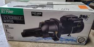 lot 574 image: EVERBILT CAST IRON CONVERTIBLE JET PUMP MODEL DP370C IN BOX AS SHOWN.
