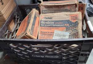 lot 595 image: LOT OF ASSORTED BOXES OF NAILS AS SHOWN.