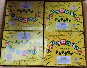 lot 596 image: LOT OF 12 BOXES OF NEW CHAMPAGNE PARTY POPPERS T8502 AS SHOWN. 72 PCS PER BOX. (YOUR BID X 12)