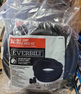 lot 605 image: LOT OF 2 EVERBILT FLEXIBLE SUMP DISCHARGE HOSE KITS IN NEW, UNOPENED PACKAGES AS SHOWN. (YOUR BID X 2)
