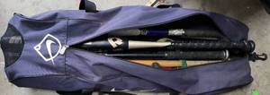 lot 612 image: LOT OF 5 ASSORTED BASEBALL BATS WITH BAG AS SHOWN. (YOUR BID X 5)