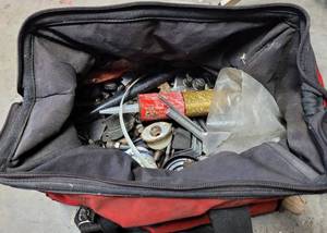 lot 619 image: TOOL BAG WITH CONTENTS AS SHOWN.