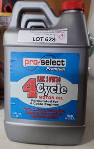 lot 628 image: LOT OF 3 PRO SELECT PREMIUM 4 CYCLE SAE 10W30 MOTOR OIL AS SHOWN. 48 FL. OZ EACH. (YOUR BID X 3)