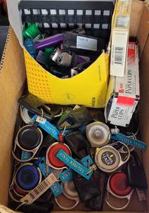 lot 640 image: LOT OF ASSORTED KEYCHAINS, LIGHTERS AND MORE AS SHOWN.