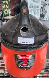 lot 653 image: CRAFTSMAN 2 GALLON PORTABLE WETDRY VAC MODEL 113.177135 AS SHOWN.