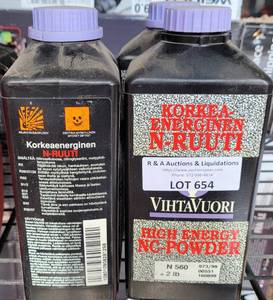 lot 654 image: LOT OF 3 BOTTLES OF VIHTAVUORI HIGH ENERGY NC-POWDER AS SHOWN. (YOUR BID X 3)
