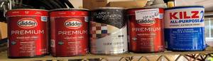 lot 678 image: LOT OF 5 CANS OF ASSORTED PAINTSPRIMER AS SHOWN. (YOUR BID X 5)