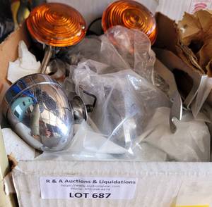 lot 687 image: LOT OF MOTORCYCLE PARTS AS SHOWN.