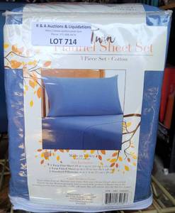 lot 714 image: TWIN SIZE FLANNEL 3-PIECE SHEET SET IN UNOPENED PACKAGE AS SHOWN.