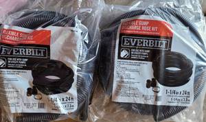lot 742 image: LOT OF 2 EVERBILT FLEXIBLE SUMP DISCHARGE HOSE KIT IN NEW, UNOPENED PACKAGES AS SHOWN. (YOUR BID X 2)