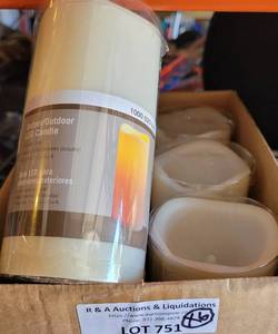 lot 751 image: LOT OF 6 NEW 3 X 6 INDOOROUTDOOR RESIN LED CANDLES AS SHOWN. (YOUR BID X 6)