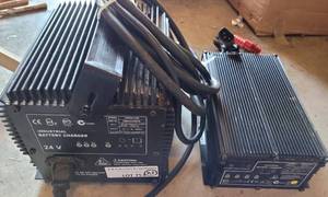 lot 753 image: LOT OF 2 INDUSTRIAL BATTERY CHARGERS AS SHOWN. (1) MODEL HB600-24B AND (1) MODEL HB300-24. (YOUR BID X 2)
