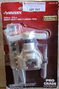 lot 757 image: HUSKY PRO GRADE CONSTRUCTION 316 - 34 HEAVY DUTY PRO FLARING TOOL IN PACKAGE AS SHOWN.