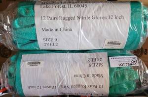 lot 758 image: LOT OF 2 PACKS OF RUGGED NITRILE 12 INCH GLOVES 2YEL2 AS SHOWN. 12 PAIR PER PACK. (YOUR BID X 2)