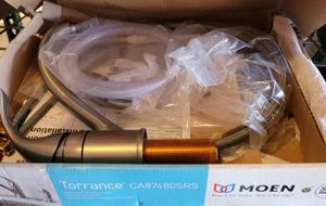 lot 763 image: MOEN TORRANCE CA87480SRS KITCHEN FAUCET IN BOX AS SHOWN.