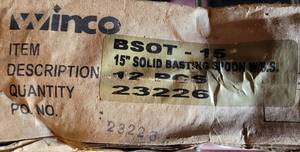 lot 781 image: LOT OF 12 NEW WINCO 15 SOLID BASTING SPOONS WITH SS HANDLE IN PACKAGES AS SHOWN. (YOUR BID X 12)