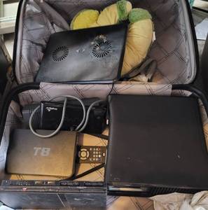 lot 795 image: XBOX 360 CONSOLE, SONY PLAYSTATION 2 AND MORE IN STORAGE BAG AS SHOWN.